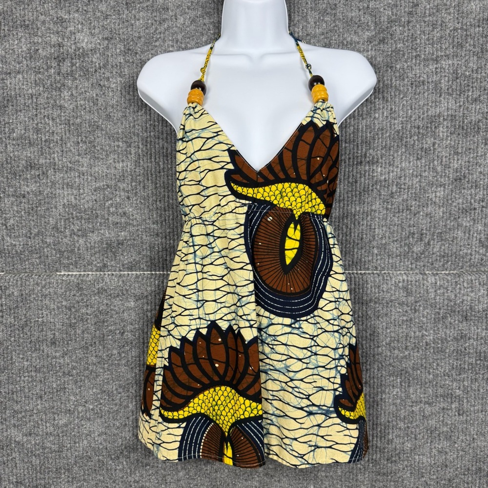 Fresh Karma Halter Top Women S African Wax Print Beaded Boho Festival Hippie